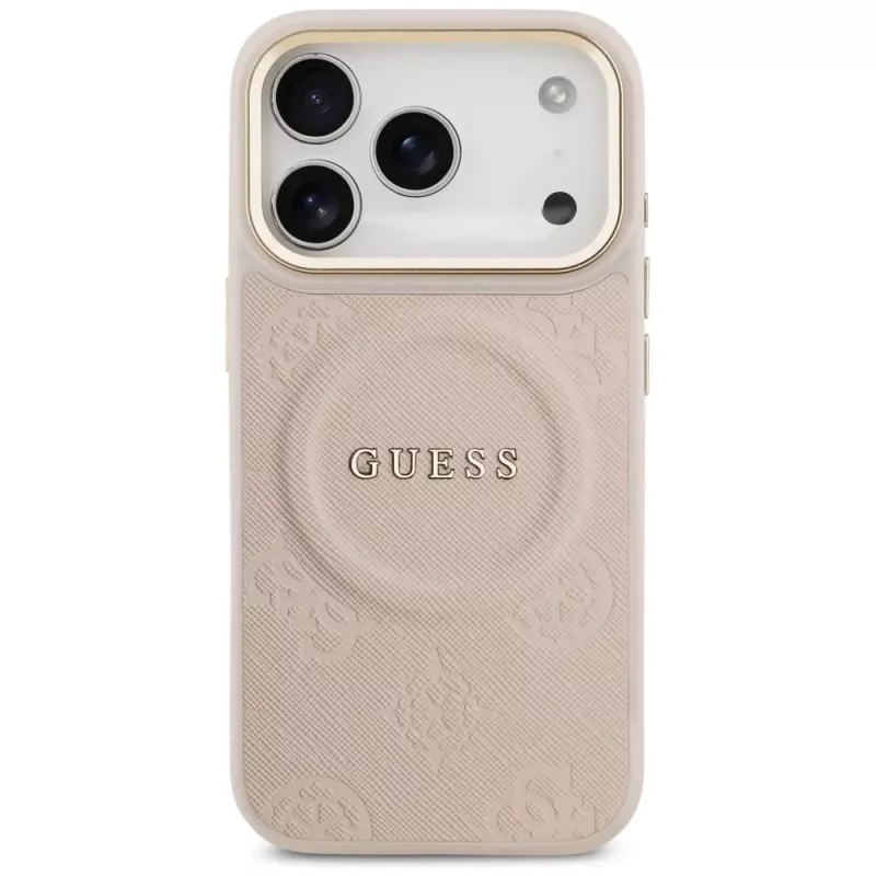 Guess Peony Hot Stamp Funda MagSafe para iPhone 17 Pro, Rosa