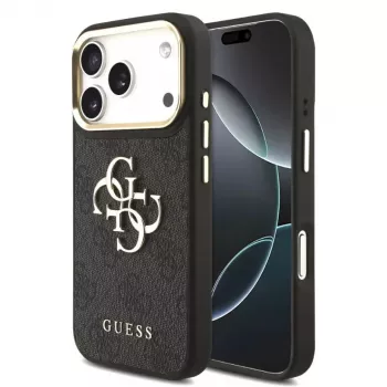 Guess 4G Big 4G Classic Logo Funda para iPhone 17 Pro Max (Negro / Oro)