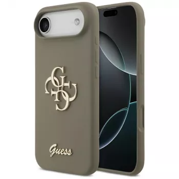 Guess Silicone Big 4G Script Funda para iPhone Air Marrón