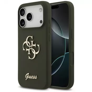 Guess Silicone Big 4G Script Funda para iPhone 17 Pro Max Caqui