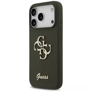 Guess Silicone Big 4G Script Funda para iPhone 17 Pro Max Caqui