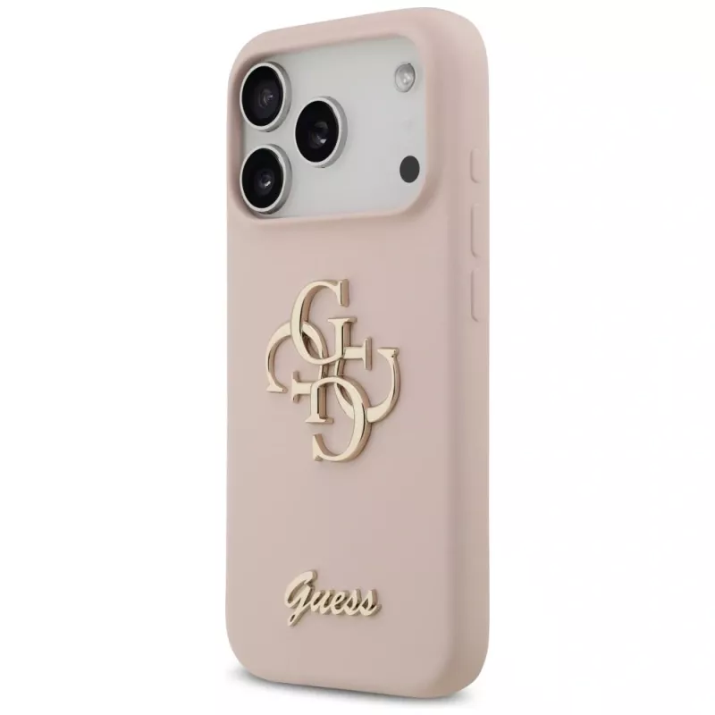Guess Silicone Big 4G Script Funda trasera para Apple iPhone 17 Pro - Rosa