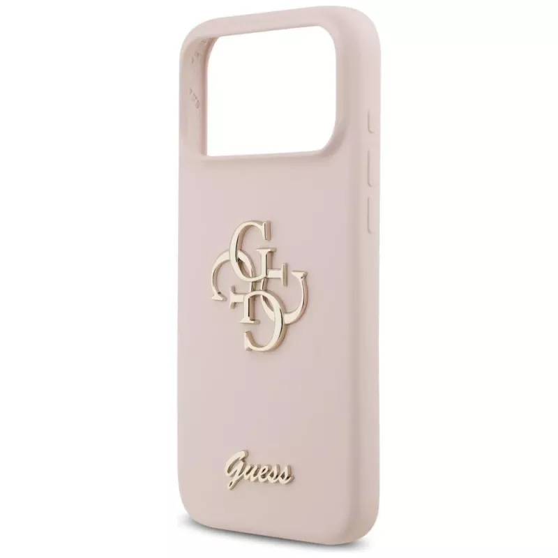 Guess Silicone Big 4G Script Funda para Apple iPhone 17 Pro Max - Rosa