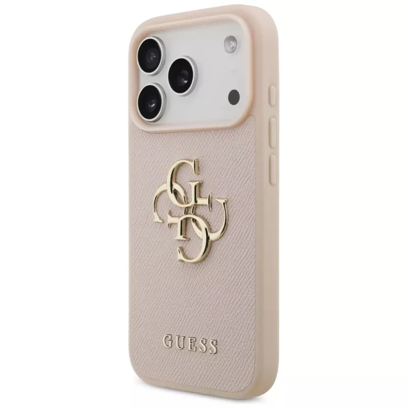 Guess Grained Big 4G & Classic Logo Funda para iPhone 17 Pro Rosa