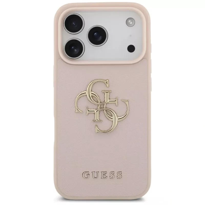Guess Grained Big 4G & Classic Logo Funda para iPhone 17 Pro Rosa