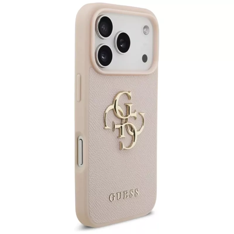 Guess Grained Big 4G & Classic Logo Funda para iPhone 17 Pro Rosa