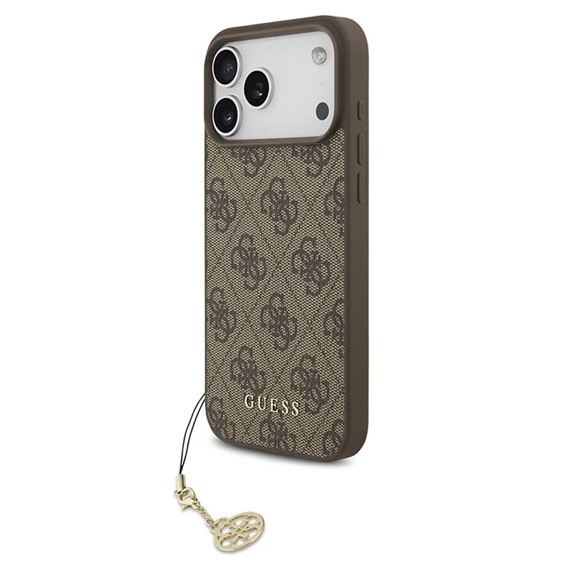 Guess 4G Charms Collection Funda MagSafe para iPhone 17 Pro Max (Marrón)