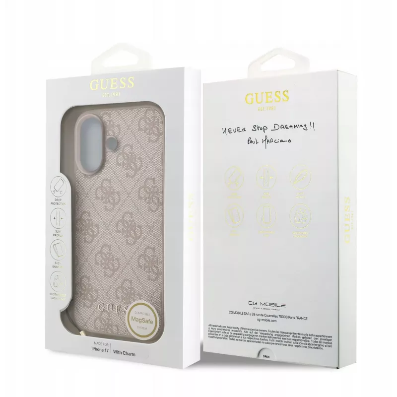 Guess 4G Charms Collection Funda MagSafe para iPhone 17 (Rosa)