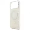 Guess IML Flowers Electro Pearl Strap Funda MagSafe para iPhone 17 Pro Max Blanco