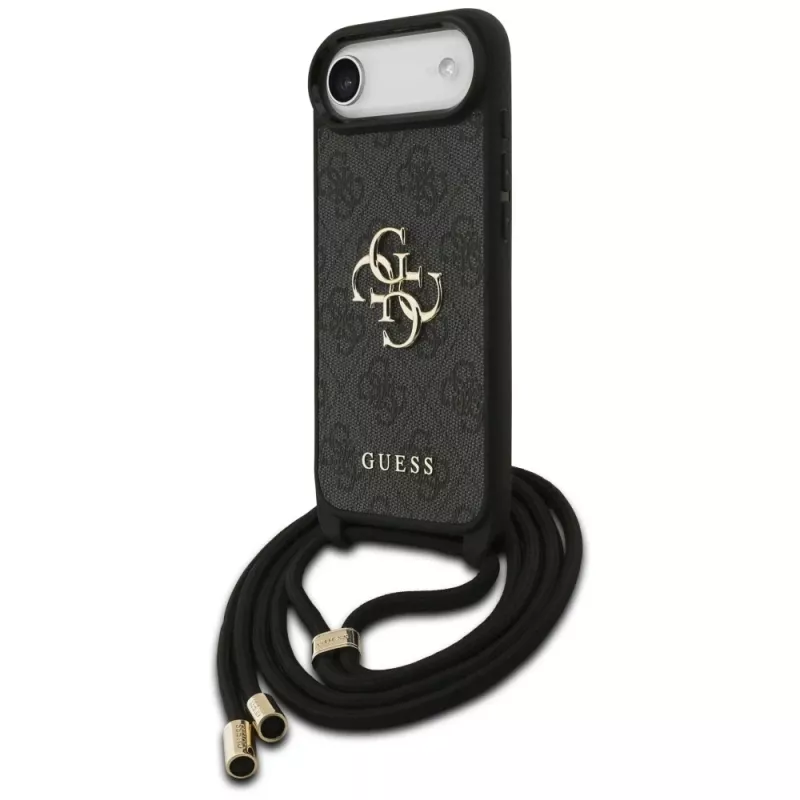 Guess 4G Big Logo Cord Stap Crossbody Funda para iPhone Air, Negro