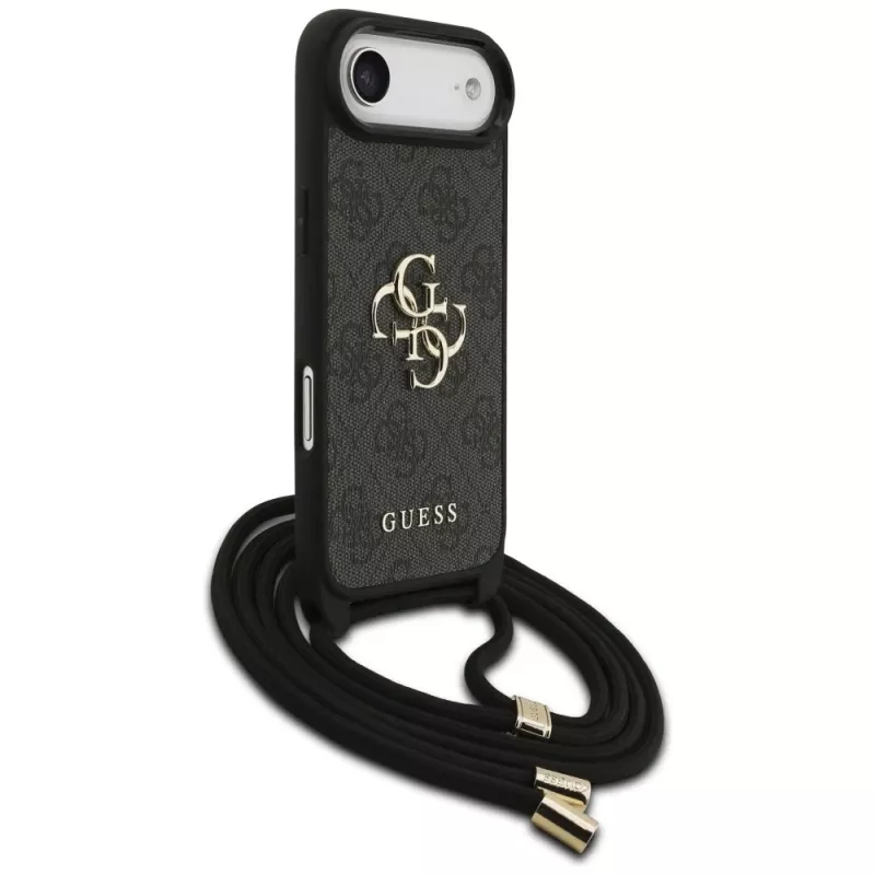 Guess 4G Big Logo Cord Stap Crossbody Funda para iPhone Air, Negro