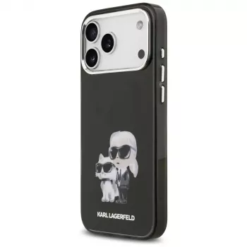 Funda MagSafe Karl Lagerfeld IML Aquarelle Karl & Choupette & Logo para iPhone 17 Pro (negra)