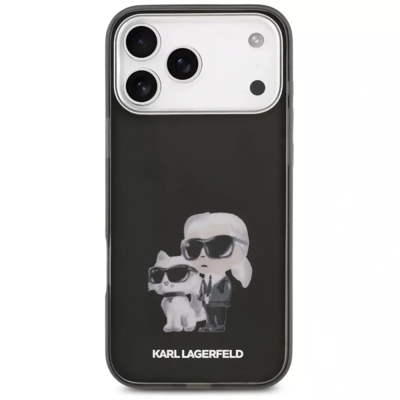 Funda MagSafe Karl Lagerfeld IML Aquarelle Karl & Choupette & Logo para iPhone 17 Pro (negra)