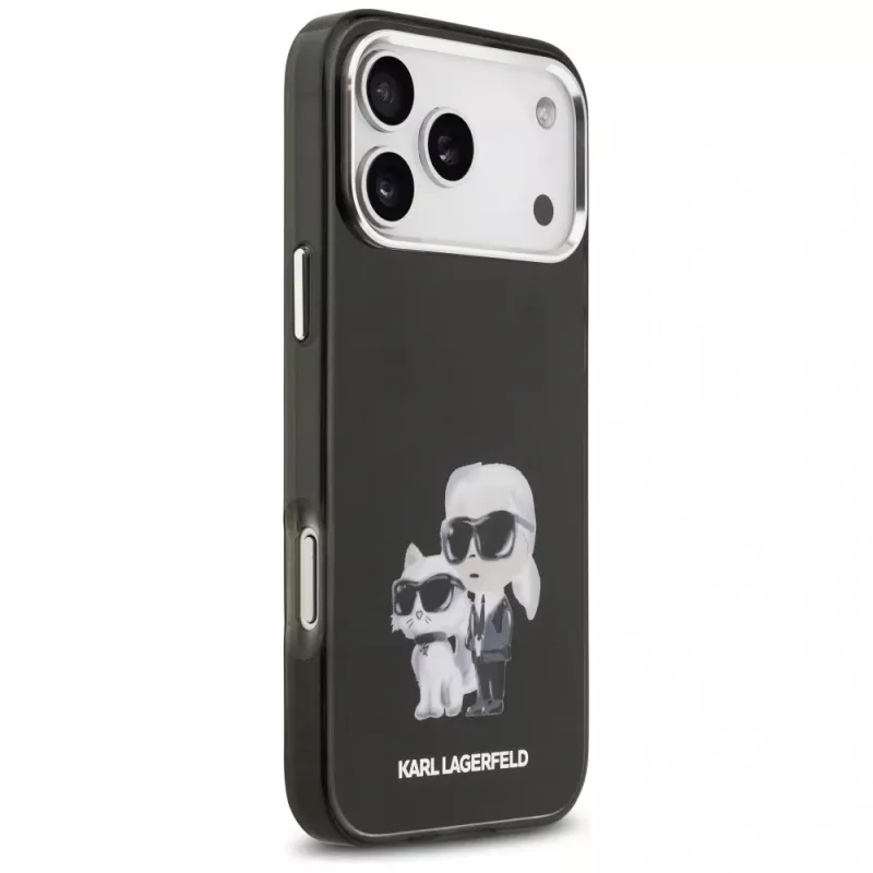 Funda MagSafe Karl Lagerfeld IML Aquarelle Karl & Choupette & Logo para iPhone 17 Pro (negra)