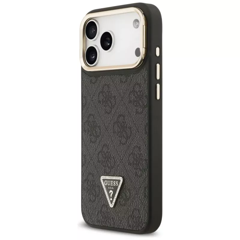 Funda MagSafe Guess 4G PU Triangle Logo & Stand Camera para iPhone 17 Pro Max negra