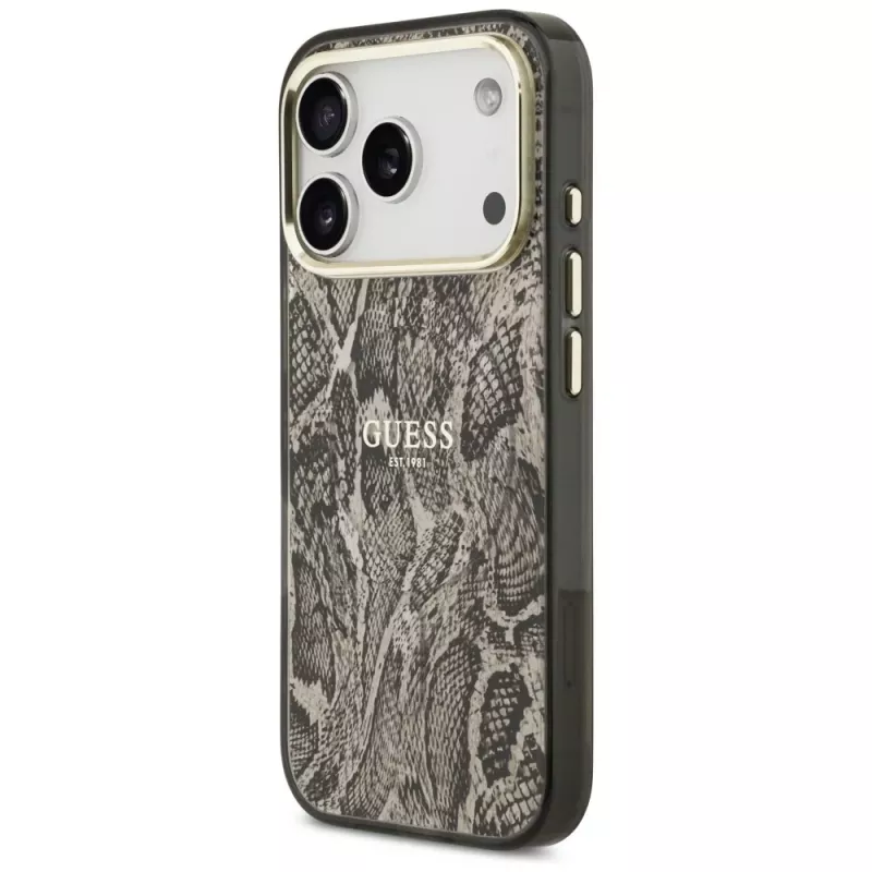 Funda MagSafe Guess Python Pattern para iPhone 17 Pro marrón