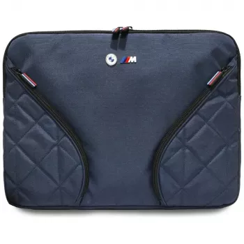 Funda para portátil BMW Nylon 16 pulgadas azul marino con logo metálico