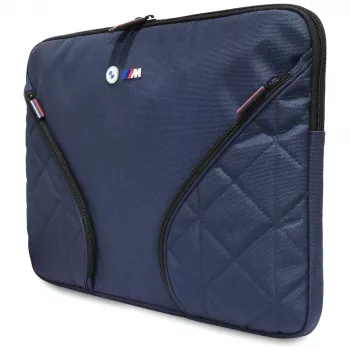Funda para portátil BMW Nylon 16 pulgadas azul marino con logo metálico