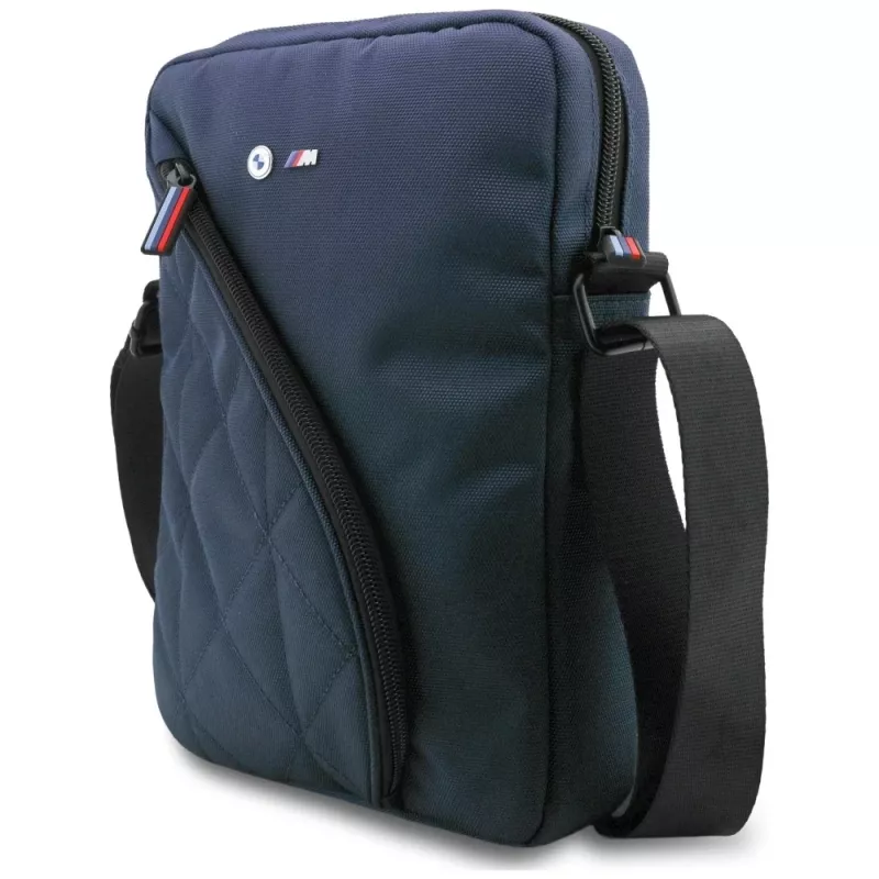 Bolso bandolera BMW Nylon con bolsillos y logo metálico, 10 pulgadas, azul marino