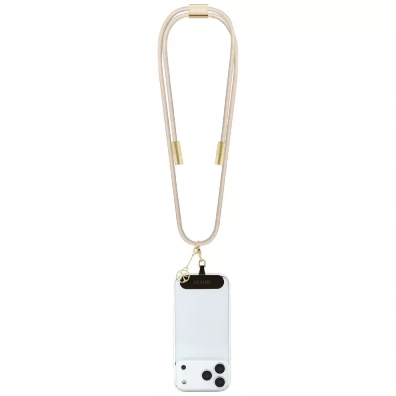 Guess Crossbody Strap 4G Charm - Correa universal para teléfono / Cable USB-C a USB-C 1,5 m (Beige)