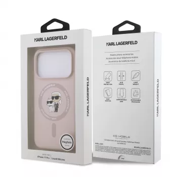 KARL LAGERFELD funda de silicona para Apple iPhone 17 Pro con MagSafe y anillo, rosa, colección Karl & Choupette