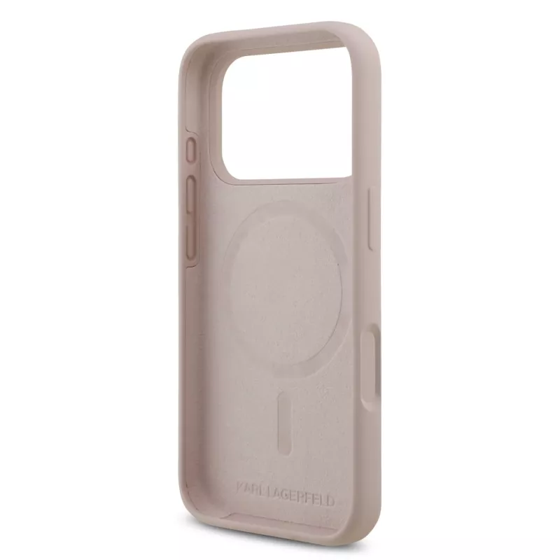 KARL LAGERFELD funda de silicona para Apple iPhone 17 Pro con MagSafe y anillo, rosa, colección Karl & Choupette