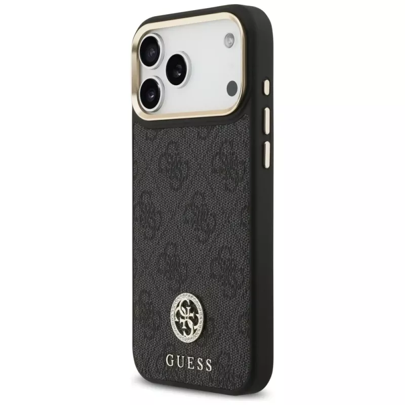 Guess funda MagSafe 4G Strass Logo & Big Strap Metal Buttons para iPhone 17 Pro Max negro