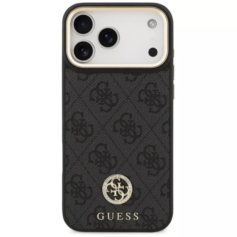 Guess funda MagSafe 4G Strass Logo & Big Strap Metal Buttons para iPhone 17 Pro Max negro