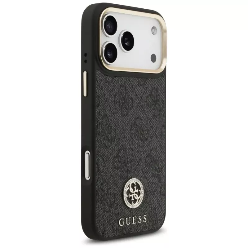 Guess funda MagSafe 4G Strass Logo & Big Strap Metal Buttons para iPhone 17 Pro Max negro