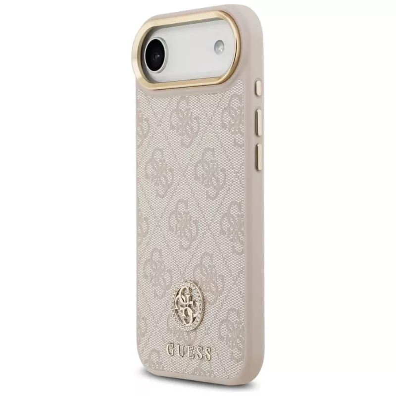 Guess funda MagSafe 4G Strass Logo & Big Strap Metal Buttons para iPhone Air, rosa