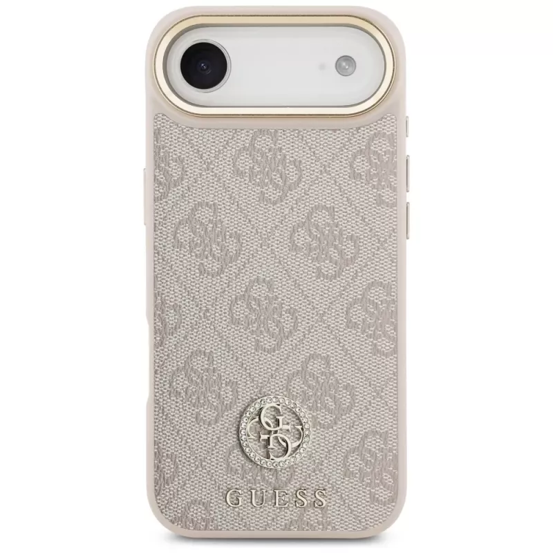Guess funda MagSafe 4G Strass Logo & Big Strap Metal Buttons para iPhone Air, rosa