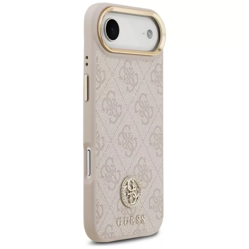 Guess funda MagSafe 4G Strass Logo & Big Strap Metal Buttons para iPhone Air, rosa