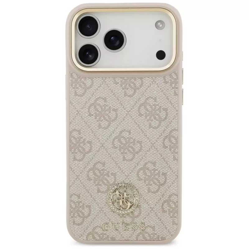 Guess funda MagSafe 4G Strass Logo & Big Strap Metal Buttons para Apple iPhone 17 Pro Max rosa