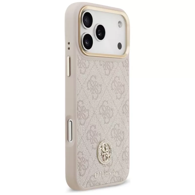 Guess funda MagSafe 4G Strass Logo & Big Strap Metal Buttons para Apple iPhone 17 Pro Max rosa