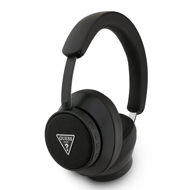 Guess auriculares Bluetooth over-ear ENC Saffiano Triangle Logo negros