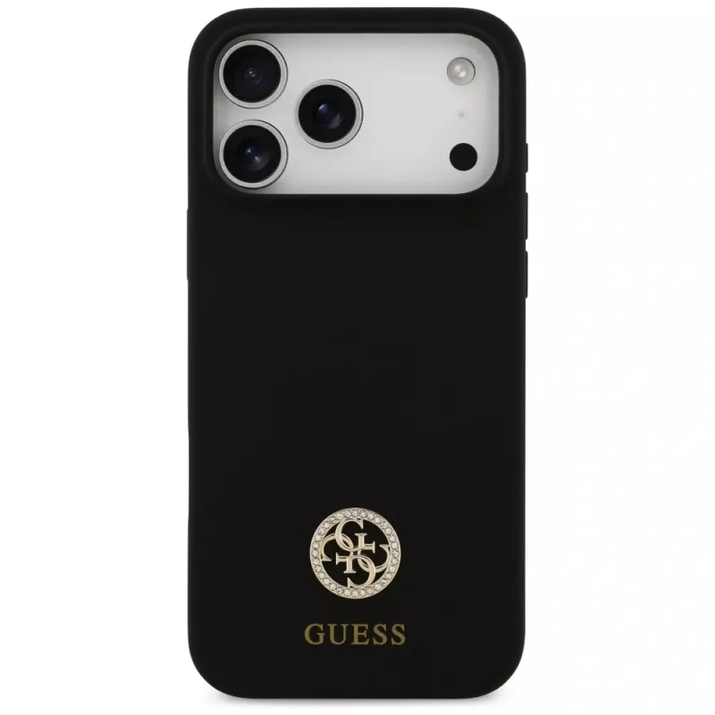 Guess funda MagSafe Silicone Logo Strass 4G para iPhone 17 Pro Max negro