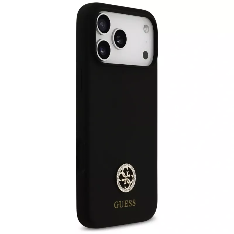 Guess funda MagSafe Silicone Logo Strass 4G para iPhone 17 Pro Max negro