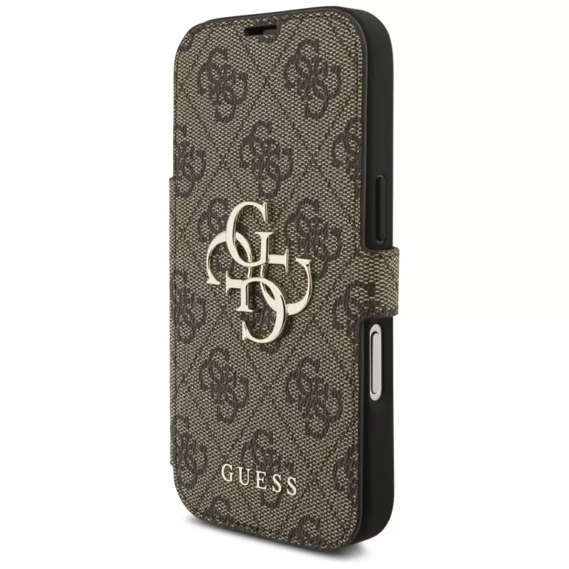 Guess funda tipo libro 4G Metal Logo para Apple iPhone 17 Pro, marrón