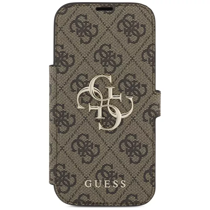 Guess funda tipo libro 4G Metal Logo para Apple iPhone 17 Pro, marrón