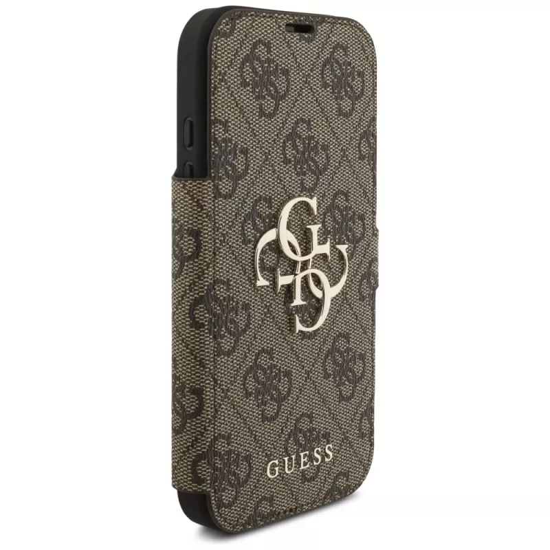 Guess funda tipo libro 4G Metal Logo para Apple iPhone 17 Pro, marrón