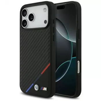 BMW funda MagSafe M Carbon Tricolor Line para iPhone 17 Pro Max negro