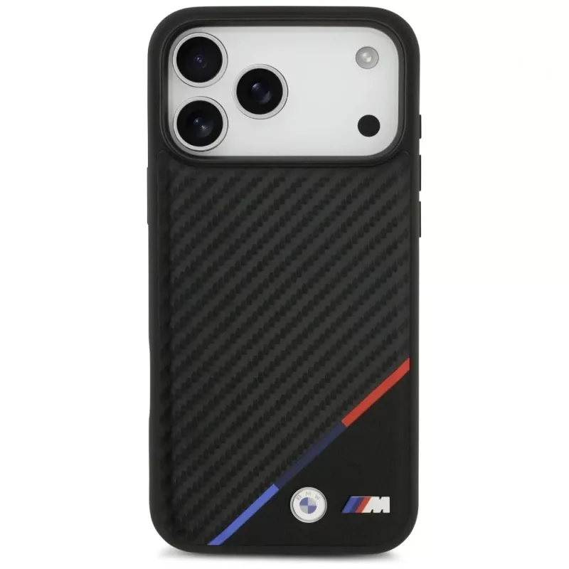 BMW funda MagSafe M Carbon Tricolor Line para iPhone 17 Pro Max negro