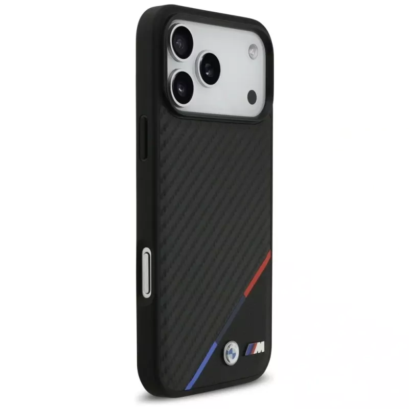 BMW funda MagSafe M Carbon Tricolor Line para iPhone 17 Pro Max negro