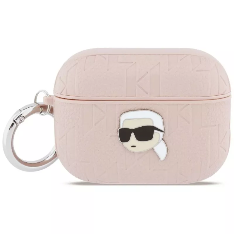 Funda KARL LAGERFELD Monogram Karl Head para AirPods Pro 3, rosa