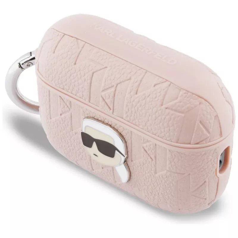 Funda KARL LAGERFELD Monogram Karl Head para AirPods Pro 3, rosa
