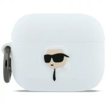 Funda KARL LAGERFELD Silicone Karl Head 3D para AirPods Pro 3, blanca