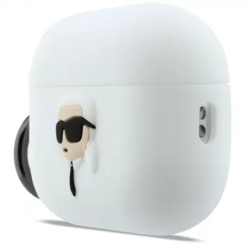 Funda KARL LAGERFELD Silicone Karl Head 3D para AirPods Pro 3, blanca