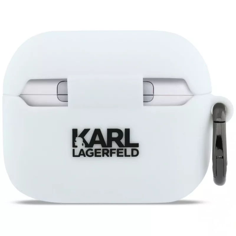 Funda KARL LAGERFELD Silicone Karl Head 3D para AirPods Pro 3, blanca