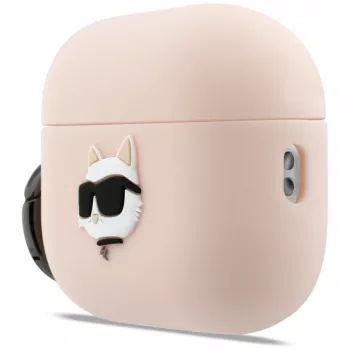 Funda de silicona Karl Lagerfeld Choupette Head 3D para AirPods Pro 3, rosa