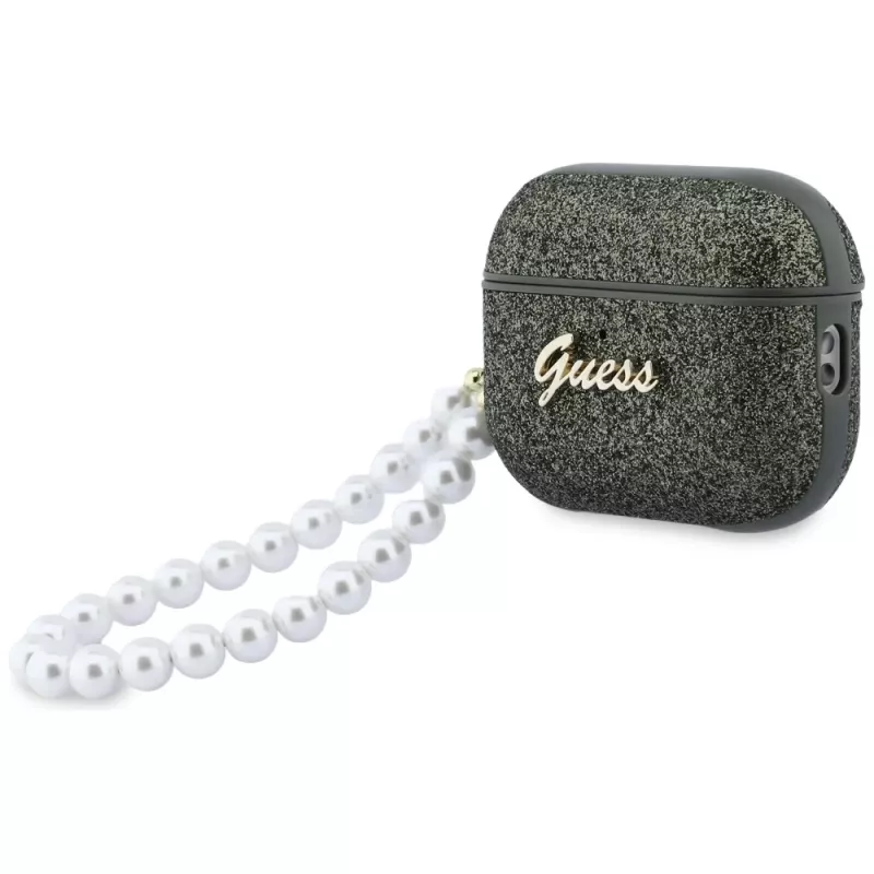 Funda Guess Glitter Pearl Strap para AirPods Pro 3, caqui
